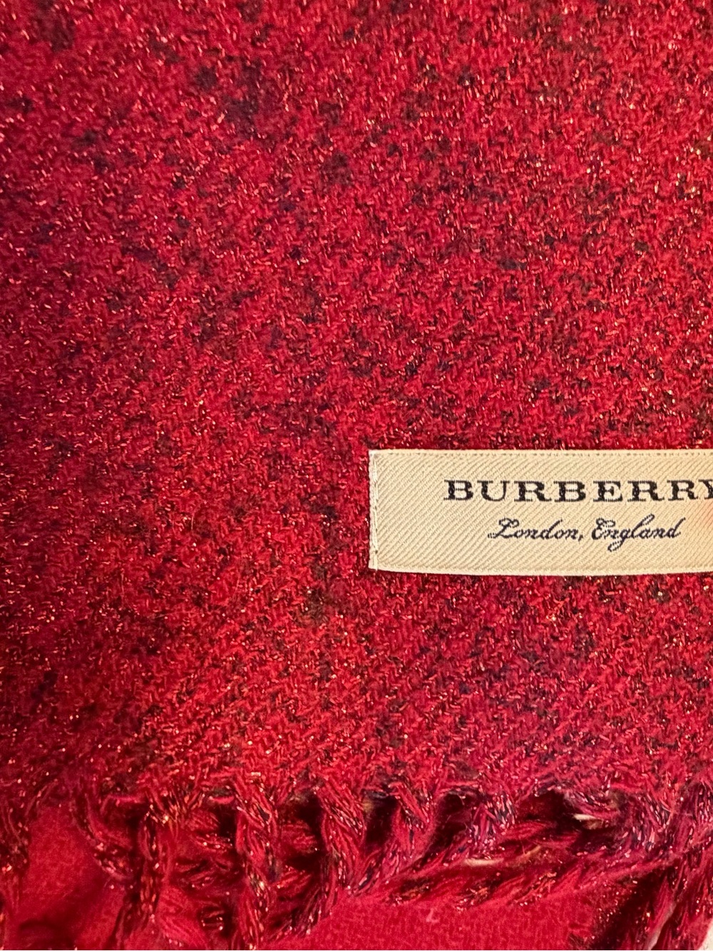 Burberry Metallic Red Plaid Classic Scarf - Picture 2 of 4